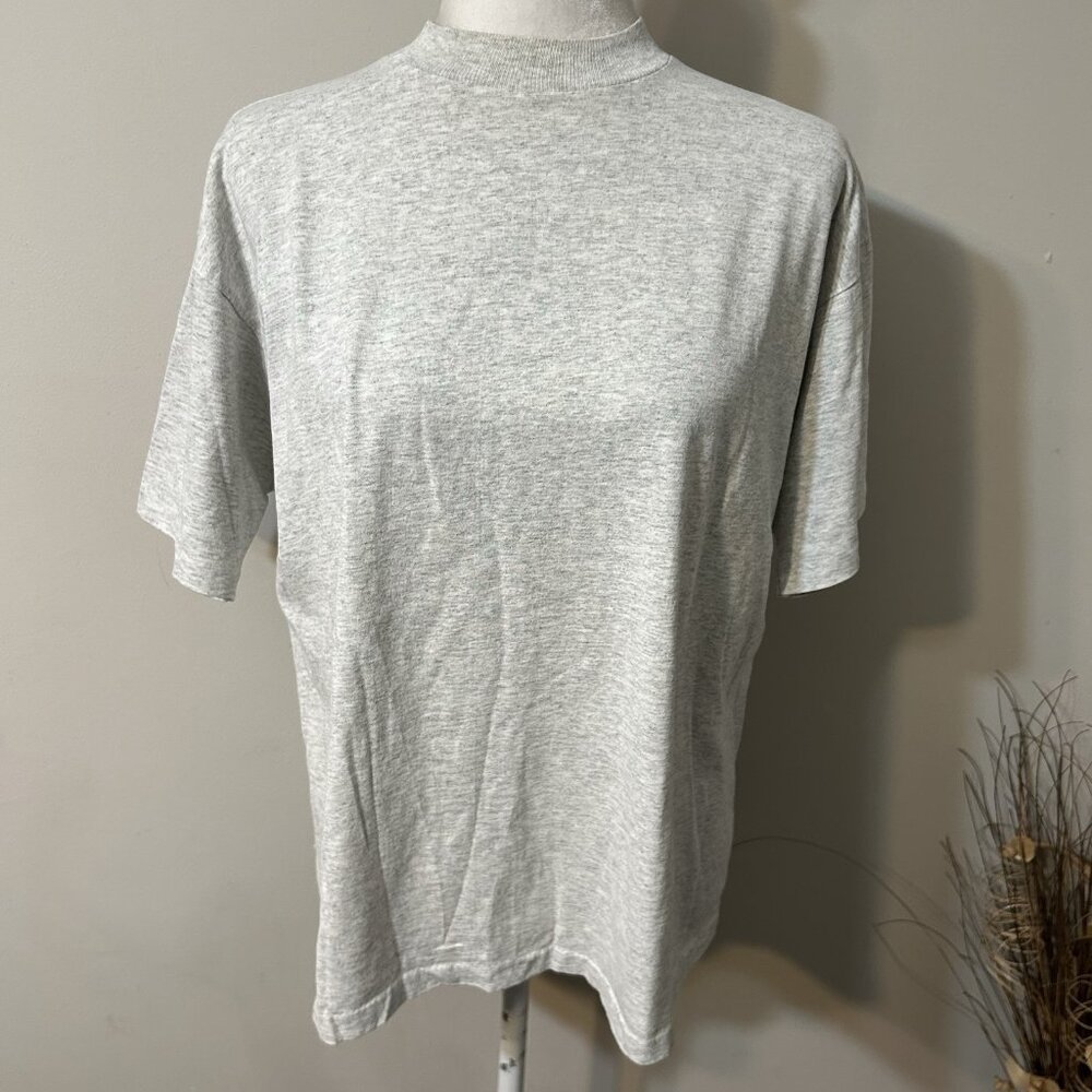 Vtg Fashion Gear Women Blank T-Shirt 90s Single Stitch Gray USA Short Sleeve L